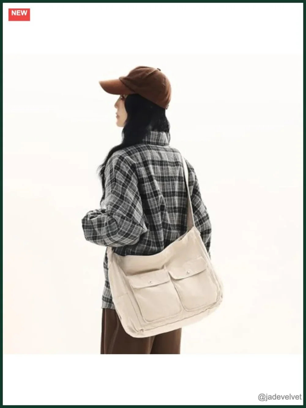 Canvas Messenger Bag Large Hobo Crossbody Shoulder Tote with Multiple Pockets